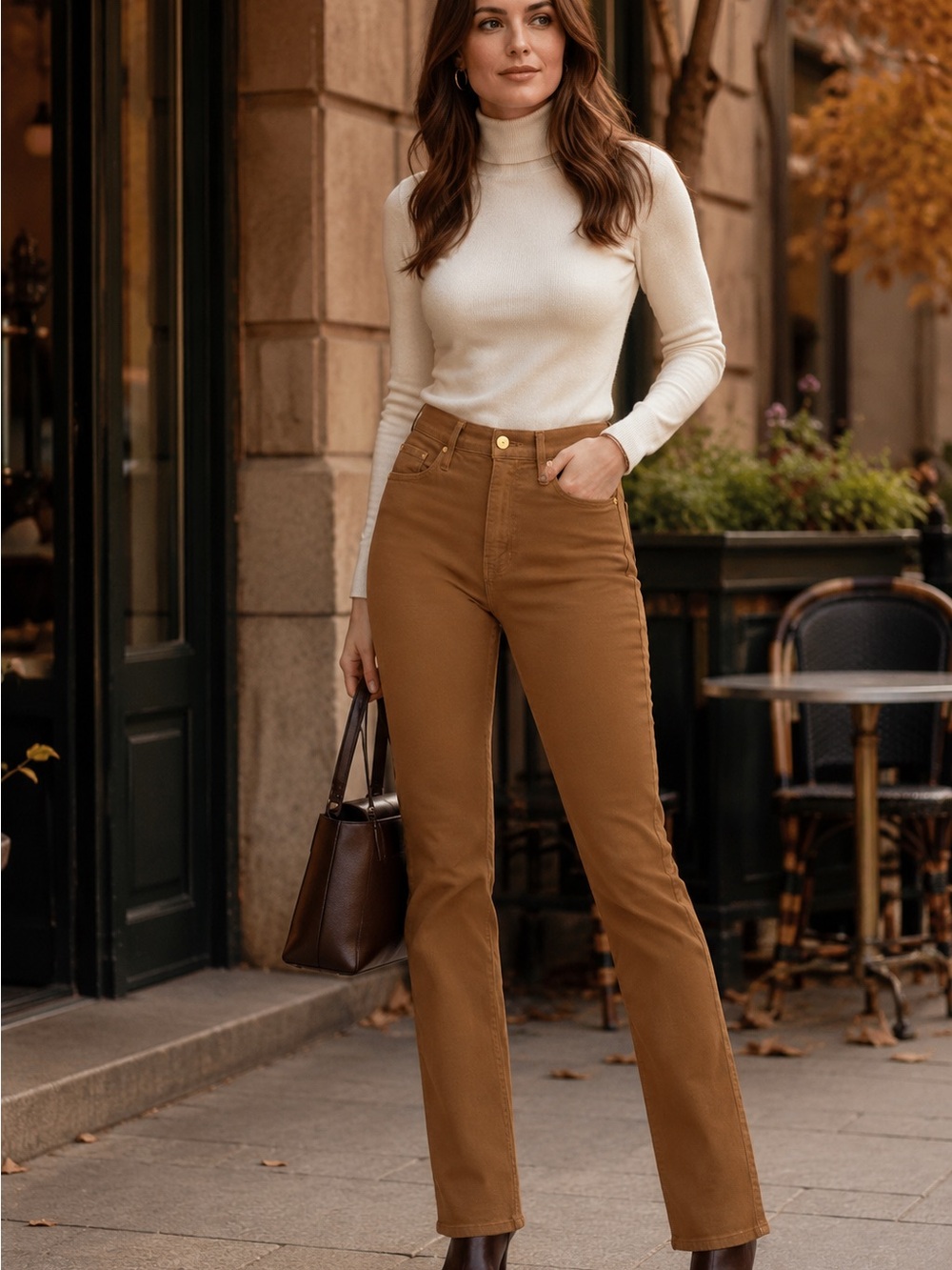 FRAME Women’s Size 29 Caramel Brown High-Rise Slim Bootcut Pants